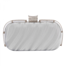 Elegante pochette da donna in PU ondulato con tracolla a catena, adatta per matrimoni e feste, può essere indossata anche a tracolla, color argento.