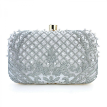 Women's handbag, wedding party clutch, evening bag, embroidered ballroom wallet, shoulder bag with detachable chain. HF