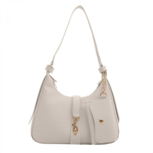Borsa a tracolla da donna in pelle PU di grande capacità, borsa elegante, adatta per lo shopping e gli appuntamenti, bianca