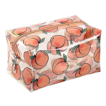 Graziosa borsa per il trucco trasparente a forma di frutta, piccola e trasparente, borsa da toilette impermeabile per donne e ragazze.