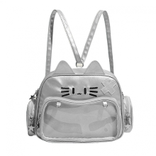 This 2025 small backpack features a transparent window to display your favorite badges and is suitable for school and casual everyday occasions.
