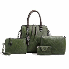 Set di 4 borse da donna dallo stile unico, colore verde.
