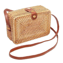 Square crossbody rattan bag, women's woven handbag, shoulder crossbody bag