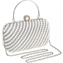 Elegante borsa di perle per eventi serali da donna, portafoglio scintillante, borsa da sposa, colore albicocca 2