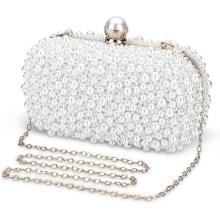 Elegante borsa di perle per le serate femminili, portafoglio scintillante, pochette bianca da sposa.