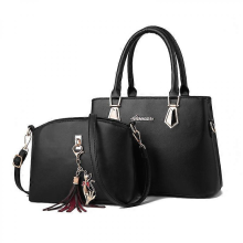 Borsa a tracolla due in uno da donna, casual ed elegante, di grande capienza, nera.