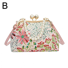 Borsa a tracolla/borsa a mano in stile retrò country con fiori di foresta, colore rosa/chiaro, casuale