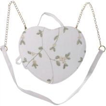 Borsa portaoggetti ricamata a forma di cuore, borsa di alta qualità, articoli per feste da donna, bianca, 17x15 cm
