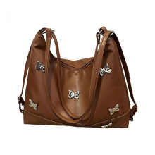 Stylish underarm PU handbag, unique design, perfect for fashionable women who appreciate detail and quality (brown).