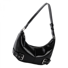 Stylish women's shoulder bag, elegant PU leather underarm bag, suitable for travel, work, and office use. Red and black.