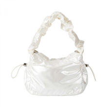 Women's shoulder bag, fashionable drawstring tote bag, Korean style, underarm bag, soft pleated crossbody bag, travel shopping, apricot/beige.