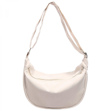 Elegante borsa da donna in nylon tinta unita, pratica borsa a tracolla, borsa a spalla casual, adatta per viaggi e shopping, bianca.