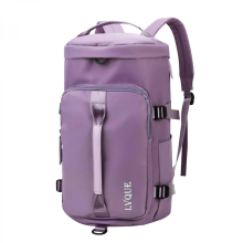Women's Gym Bag, Sports Travel Bag, Backpack, Weekend Overnight Bag with Shoe Compartment, Purple