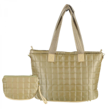 Piumino multitasche con scomparti portaoggetti, borsa a tracolla/borsa, adatto per l'uso quotidiano e per i viaggi, bianco/kaki.