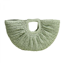 Elegante borsa da spiaggia intrecciata, pochette da sera da donna, borsa tote di grande capacità, motivo a luna, viola-verde