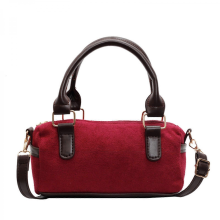Women's PU leather shoulder bag, retro handbag, fashionable office crossbody bag, khaki and burgundy colors.