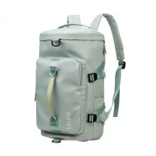 Women's gym bag, sports travel bag, backpack, weekend overnight bag with shoe compartment, light green