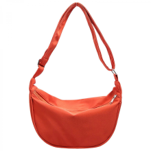 Elegante borsa tote in nylon tinta unita, pratica borsa a tracolla da donna, borsa a tracolla casual, adatta per viaggi e shopping, bianco/arancione.