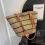 Borsa da donna, 1 pezzo, design pratico, elegante e versatile, marrone (strisce rosa) 5