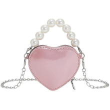 Portafoglio a forma di cuore, elegante piccola borsa a tracolla, borsa a tracolla/borsa da sera a forma di cuore, rosa, 10,5 x 9,5 cm.