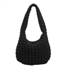 Stylish large quilted underarm bag, soft down-filled, suitable for both work and leisure occasions. Available in white and black.