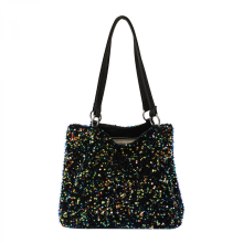 Women's shoulder bag, simple and sparkly tote bag, large capacity shopping bag, sequined underarm travel bag, white or black.