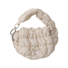 Borsa trapuntata da donna, portafoglio da viaggio, mini portafoglio portatile, per lo shopping, bianco, 12 cm x 5 cm x 10 cm