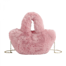 Stilvolle Plüsch-Tragetasche, trendige Damen-Umhängetasche, weiche und bequeme Schultertasche, lila-rosa