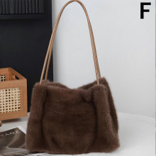 Nuova borsa a mano in velluto di visone sintetico, grande capienza, borsa a tracolla, marrone.