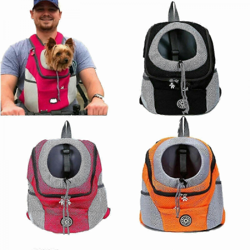 Breathable mesh small dog carrier backpack, portable front shoulder bag, orange 2