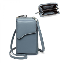 Kleine Schultertasche aus echtem Leder, Crossbody-Tasche, Platz für Handy und Geldbörse, leichte Damen-Crossbody-Tasche, blau.