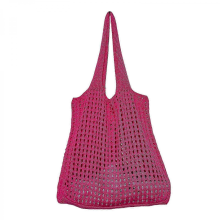 Borsa a tracolla da donna lavorata a maglia e traforata, semplice borsa da spiaggia, rosso rosa