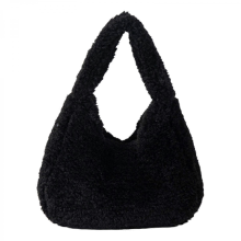 Women's handbags for autumn and winter, solid color date bag, top handle bag, stylish wallet, plush shopping bag, apricot/black