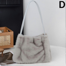 Nuova borsa a mano in velluto di visone sintetico, grande capienza, borsa a tracolla, grigio argento.
