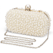 Elegante borsa di perle per eventi serali da donna, portafoglio scintillante, borsa da sposa, colore albicocca 6
