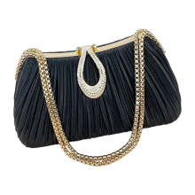 Women's evening bag, ball gown handbag, wedding party elegant small shoulder bag, fashionable evening bag with chain strap, silver and black.