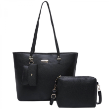 Borsa da lavoro da donna, borsa tote, borsa a tracolla, set da tre pezzi, spaziosa, borsa con manico superiore in pelle PU e portafoglio, marrone/nero