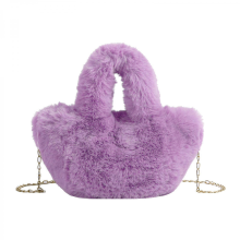 Stilvolle Plüsch-Tragetasche, trendige Damen-Umhängetasche, weiche und bequeme Schultertasche, lila.