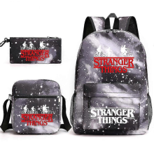 Set di 3 zaini Stranger Things, zaino per studenti, borsa in tela, JJMStar, nero