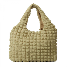 Borsa a tracolla da donna, borsa a tracolla plissettata, grande capacità, elegante e bella, gialla.