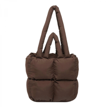 Stylish women's down wallet, soft and practical nylon shoulder bag, casual tote bag, suitable for fashionable women and girls, brown.