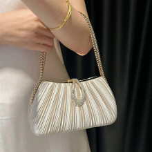 Women's evening bag, ball gown handbag, wedding party elegant small shoulder bag, fashionable evening bag with chain strap, silver.