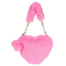 1 plush heart-shaped handbag, cute handbag for women, pink, autumn/winter style, 23 x 20 x 3 cm