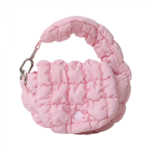 Borsa trapuntata da donna, portafoglio da viaggio, mini portafoglio portatile, perfetto per appuntamenti e shopping. Bianco/Rosa. 12 cm x 5 cm x 10 cm