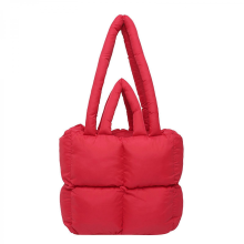 Stylish women's down wallet, soft and practical nylon shoulder bag, casual tote bag, suitable for fashionable women and girls, brown-red color.