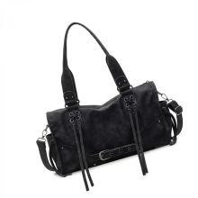 Retro-style women's PU leather shoulder bag with detachable shoulder strap, an essential everyday shoulder bag, available in pink and black.