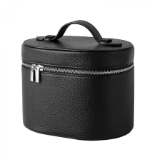 Leather cosmetic bag, travel toiletry bag with zipper, stylish cosmetic bag, handbag, makeup pouch, portable storage bag, gift, brown/black.