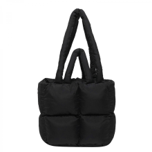 Stylish women's down wallet, soft and practical nylon shoulder bag, casual tote bag, suitable for fashionable women and girls, brown/black.