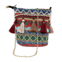 Borsa a tracolla lavorata all'uncinetto, borsa estiva da donna, borsa da spiaggia, marrone.