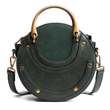 Borsa a tracolla/spalla classica ed elegante da donna, piccola e rotonda, in pelle PU con motivo patchwork satinato.